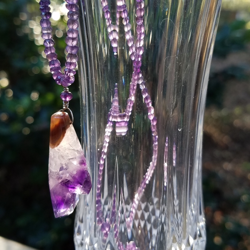 Amethyst natural geode gemstone cone earrings